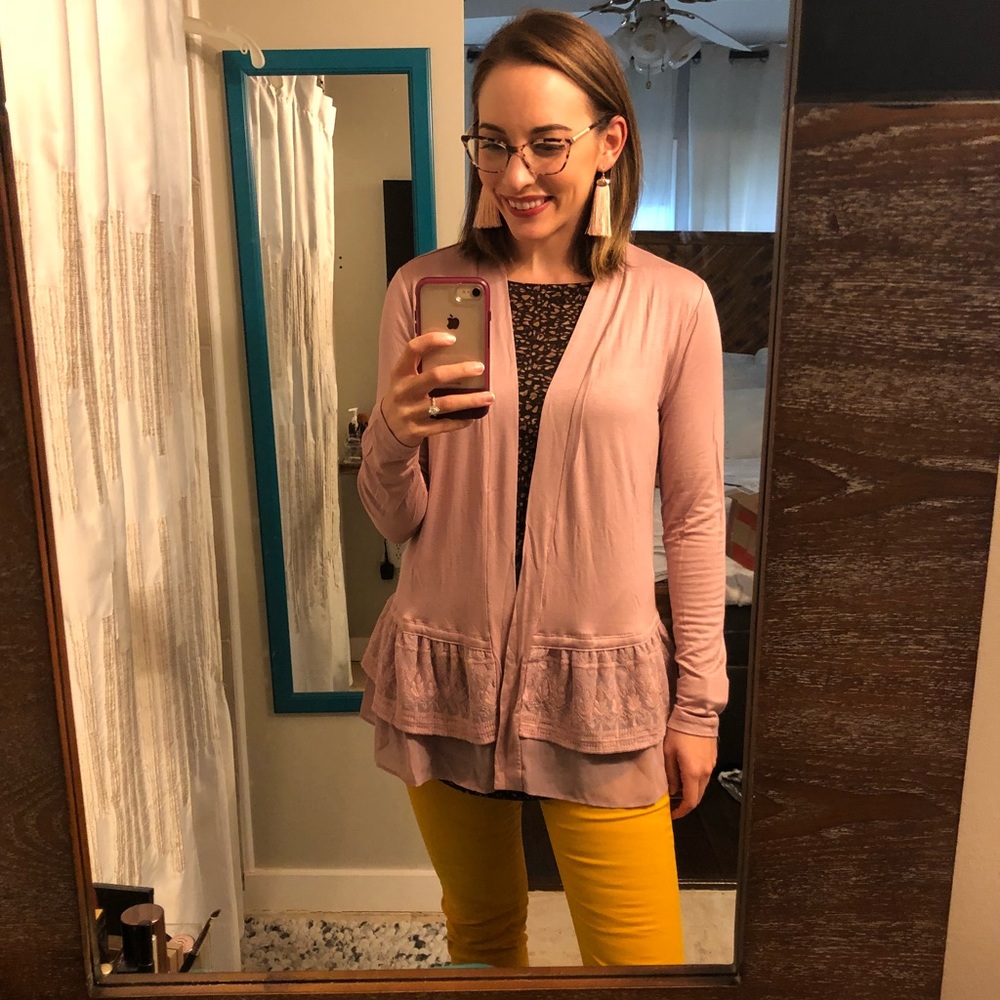 Logo Cardigan in Blush